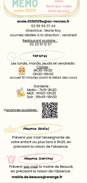 Mémo école 2025 26